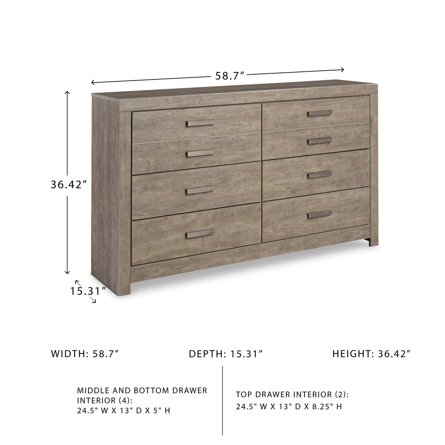 Signature Design by Ashley Culverbach Scandinavian 6 Drawer Dresser, Weathered Gray