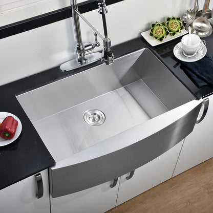 Comllen Commercial 30x20 Inch 304 Stainless Steel Farmhouse Sink, Single Bowl Kitchen Sinks 16 Gauge 9 Inch Deep Handmade Undermount Farm Apron Front Kitchen Sink