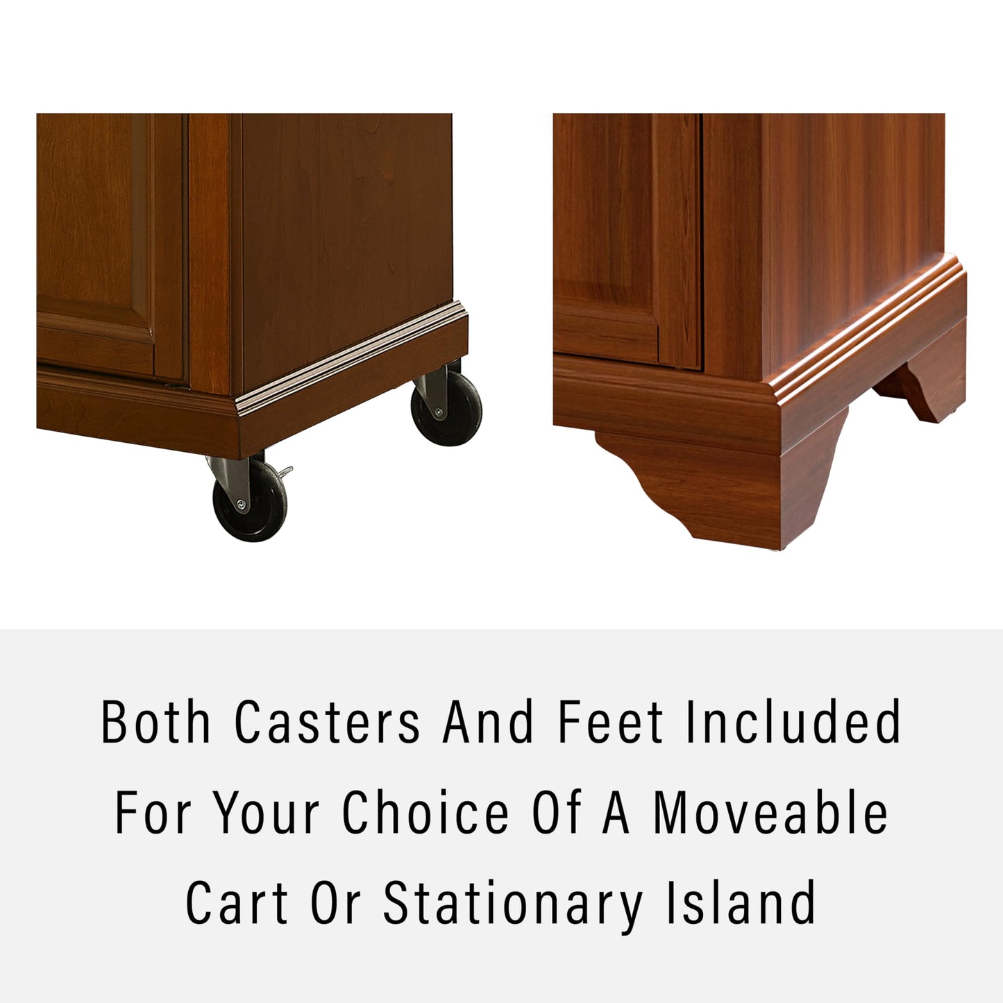 Crosley Furniture Lafayette Granite Top Rolling Kitchen Island Storage Cart, Microwave Stand, Spice Rack, Cherry