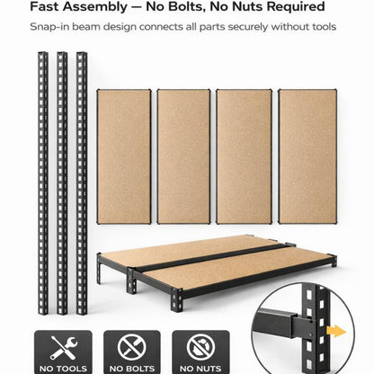 PRO&Family 24"x 72"x 84" 4 Shelves Heavy Duty Shelving Unit - Industrial Garage Storage Rack Z- Beam Storage Shelf Shelf Organizer Metal Wood Storage Shelves System
