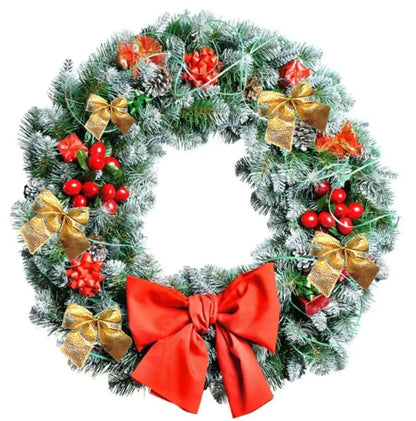 14 Pieces Christmas Wire Wreath Frame(16Inch), ENLAYER Metal Frame Dark Green Round Wreath with 12 Golden Bow Tie,12 Silver Bow Tie,1 Wire Pliers and 115FT 22 Gauge Paddle Wire for Crafts