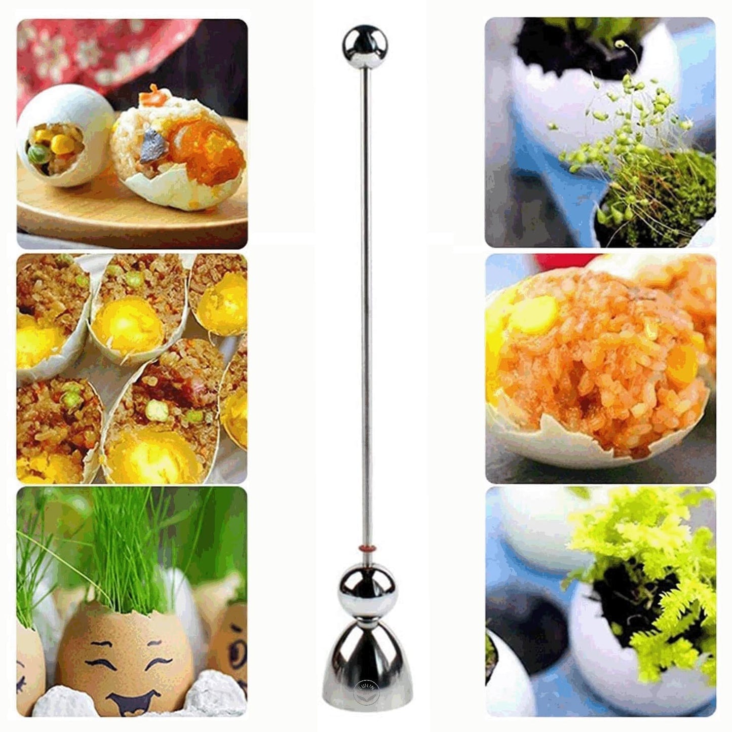 NEWLINE NY 5 PCS - 4 Spring Wire Egg Cup Holders and 1 Stainless Steel Topper Opener Set