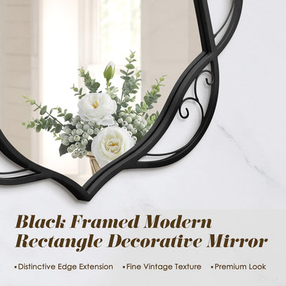 Besdomus Large Bathroom Black Mirror: 30"x60" Scalloped Modern Long Full Length Vanity Wall Mirror - Farmhouse Decorative Vertical or Horizontal Hanging for Living Room/Bathroom/Hallway/Bedroom