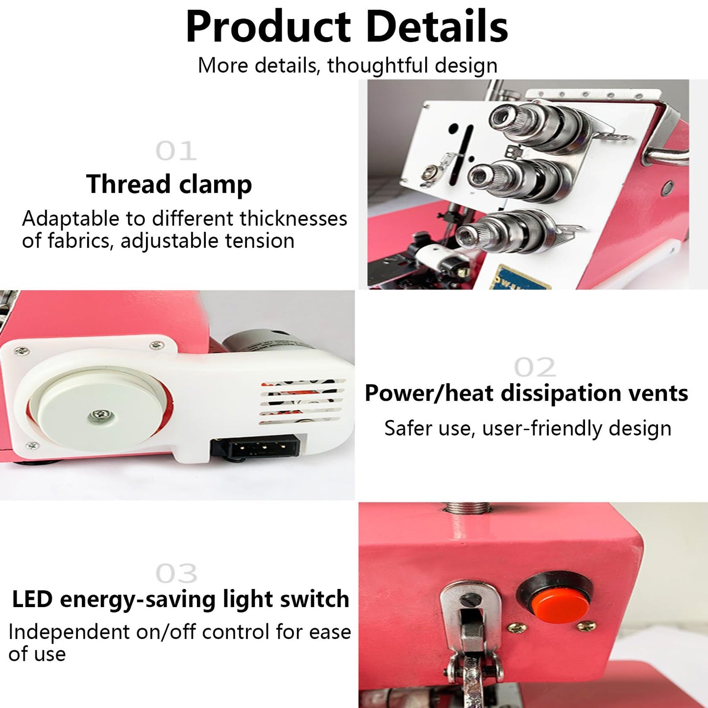 Four Threads Portable Sewing Machine Metal Frame Serger Four-Thread Lockstitch Sewing Machine Small Desktop Overlock for Hemming and Sewing