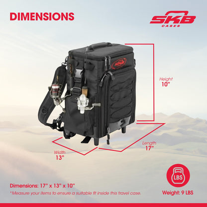 SKB Tak-Pak Backpack with Wheels, Removable Straps, and Retractable Pull Handle, Rolling Tackle Box with 4 Drawers and 5 Exterior Pockets, Black