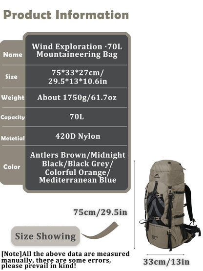 Naturehike 70+5L Hiking Backpack with Rain cover, Waterproof Lightweight Camping Backpack for Men & Women, Travel (Orange)