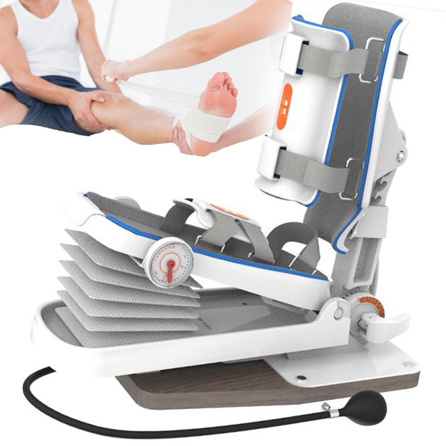 Oiyeknrd Ankle Joint Rehab Training Equipment,Ankle Joint Stretching Exerciser,Ankle Post-Operative Trainer,Angle/Strength Adjustable,for Reducing Pain/Ankle Sprain Manual