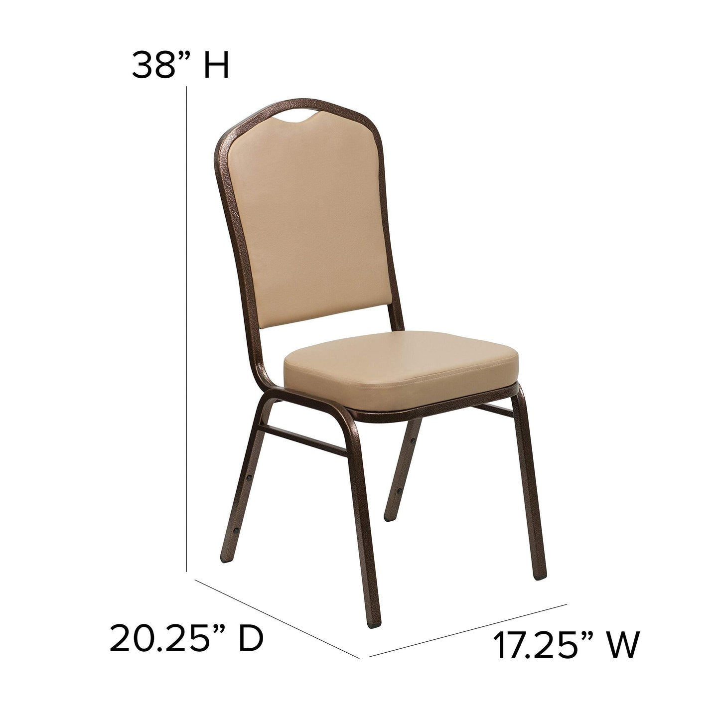 Flash Furniture 4 Pack HERCULES Series Crown Back Stacking Banquet Chair in Tan Vinyl - Copper Vein Frame