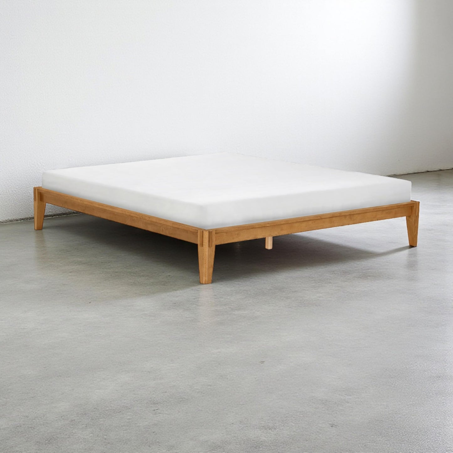 NTC Sapa Solid Wood Platform Bed Frame – Minimalist, Japanese Joinery, No Box Spring Needed, Silent Slats, Easy Assembly – King – Teak Look