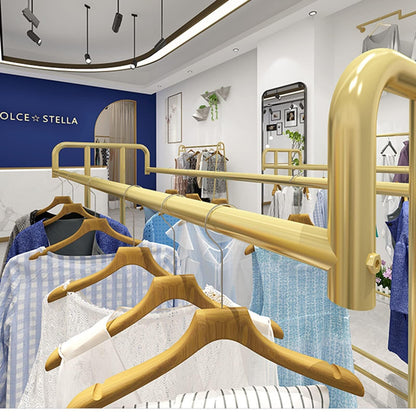 Heavy Duty Industrial Pipe Garment Rack with Wheels, Double Rail Metal Display Stand for Clothing, Retail Clothing Rack, Commercial Hanger(L120xW50xH140CM)