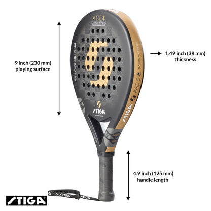 STIGA ACE 2 Padel Racket | Carbon Xtreme for Durability, Speed & Control - Paddle Ball Racquet for Maximum Performance - Competition Approved - Designed in Sweden