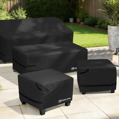 31L 31W 18H inch, Porch Shield Patio Ottoman Cover - Waterproof Outdoor Square Side Table Covers x x Black