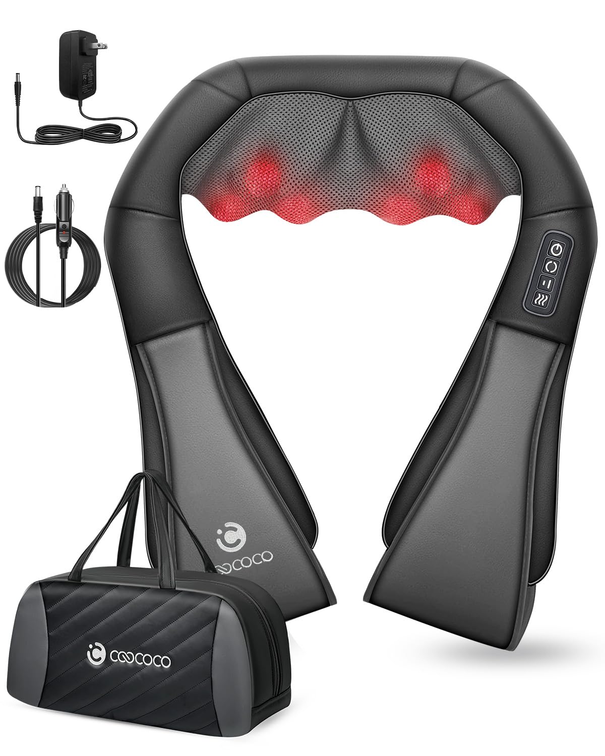 CooCoCo Shiatsu Neck and Back Massager,HSA Eligible,Cordless Neck Shoulder Massager for Pain Relief Deep Tissue,6D Kneading Massager with Dual-Zone Heat and Larger Size, Birthday Gifts for Dad Mom