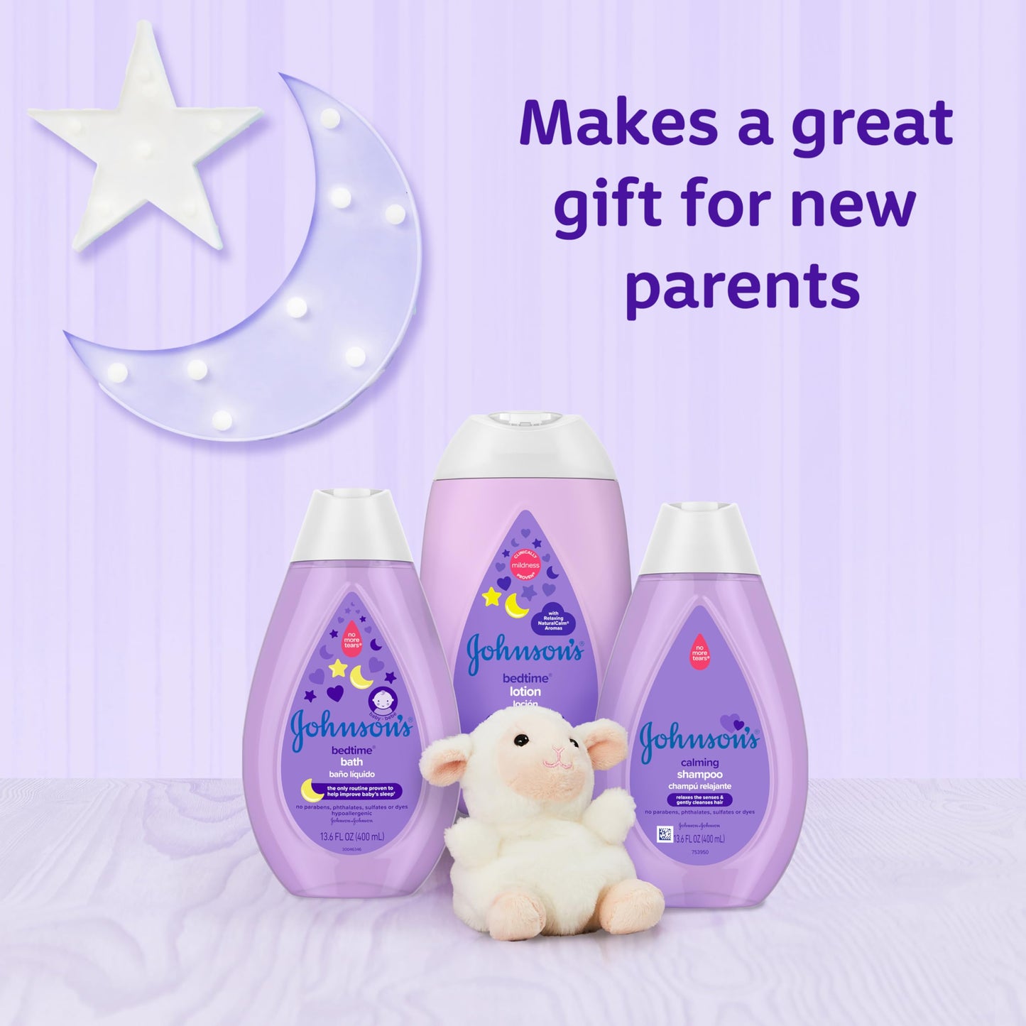 Johnson's Baby Sleepy Time Bedtime Gift Set with Relaxing NaturalCalm Aromas, Bedtime Baby Bath Shampoo, Wash & Lotion, Baby Bedtime Essentials, Hypoallergenic & Paraben-Free, 3 Items
