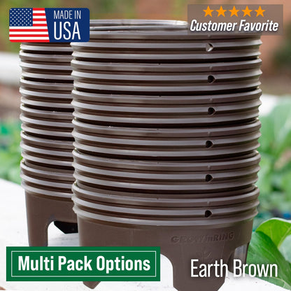 7 inch 12 Pack Solid Planting Grow Rings | Earth Brown | One-Piece Design for Deep Root Watering Veggies, Herbs