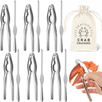 12 Set, Set Pcs Lobster Crackers and Picks Crab Leg Cracker Tools, Stainless Steel Seafood Crackers & Forks Nut Cracker