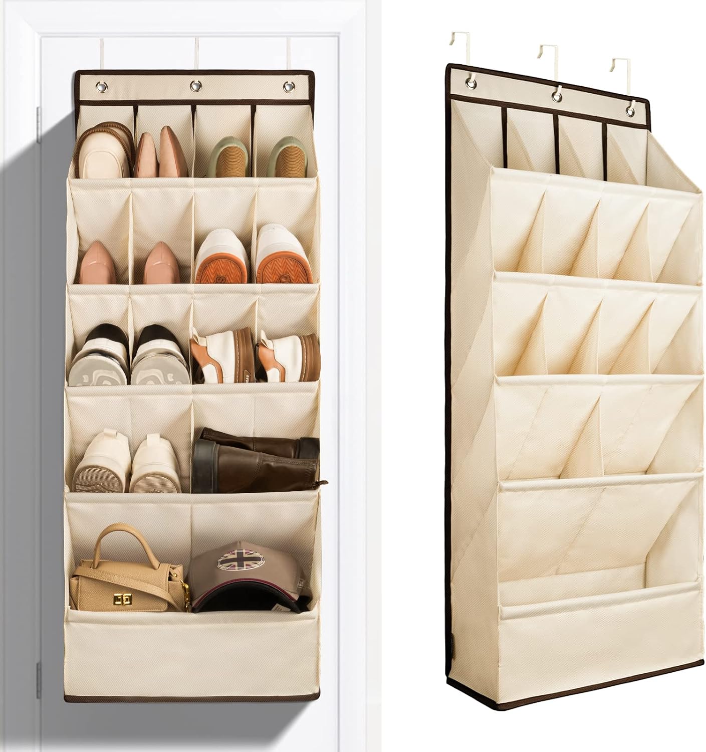 1 Pack Closet 18 FENTEC Over the Door Shoe Organizers, Hanging Shoe Organizer with Large Deep Pocket Shoe Holder