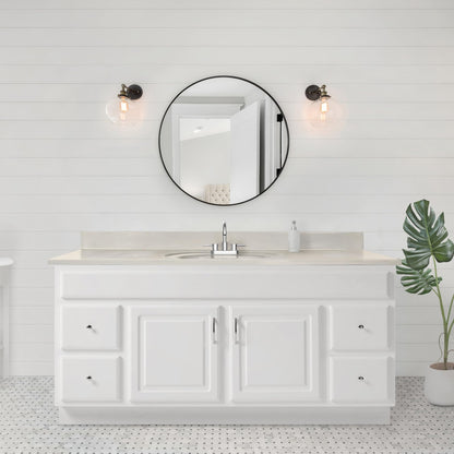 Design House Cultured Marble Vanity Top, 61 in W x 22 in D, Integrated 4 in Centerset Oval Sink & Backsplash, Ivory Swirl, 597419