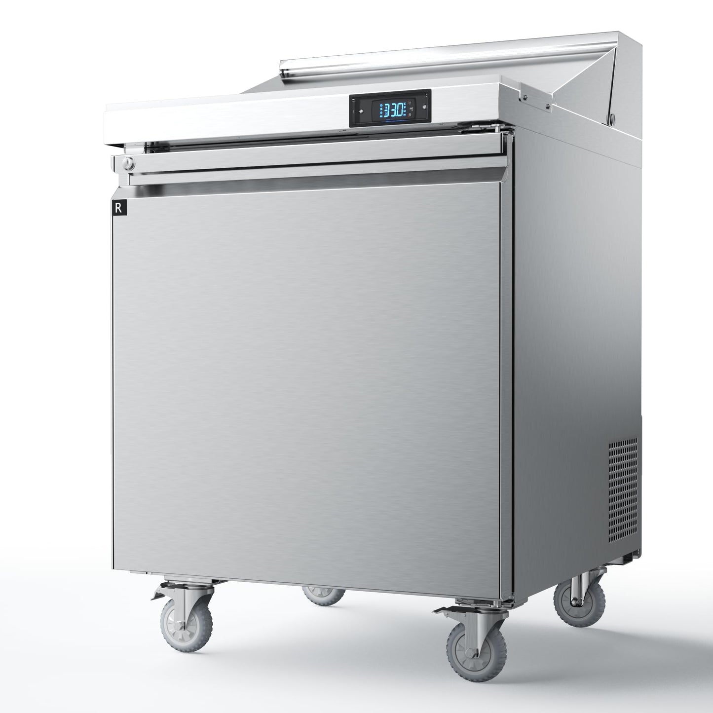 Coolake 27'' W Commercial Refrigerator Sandwich Salad Prep Table, 1 Door Sandwich Fridge with 8 GN 1/6 Pans, Counter Fan Cooling Refrigerator for Restaurant, ETL DOE