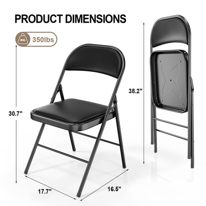 VINGLI 20 Pack Folding Chairs with Padded Seats, Metal Frame with Pu Leather Seat & Back, Capacity 350 lbs, Black