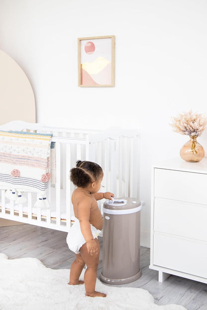 Ubbi Stainless Steel Diaper Pail - Odor Locking Design | No Special Bag Required, Taupe Finish