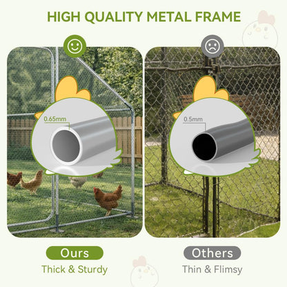 COMHOMA 19.7×10×6.6FT Large Metal Chicken Coop with Roosting Perch,Walk-in Chicken Run with Waterproof Roof & Lockable Door,Outdoor Poultry Cage for Hens,Ducks,Rabbits