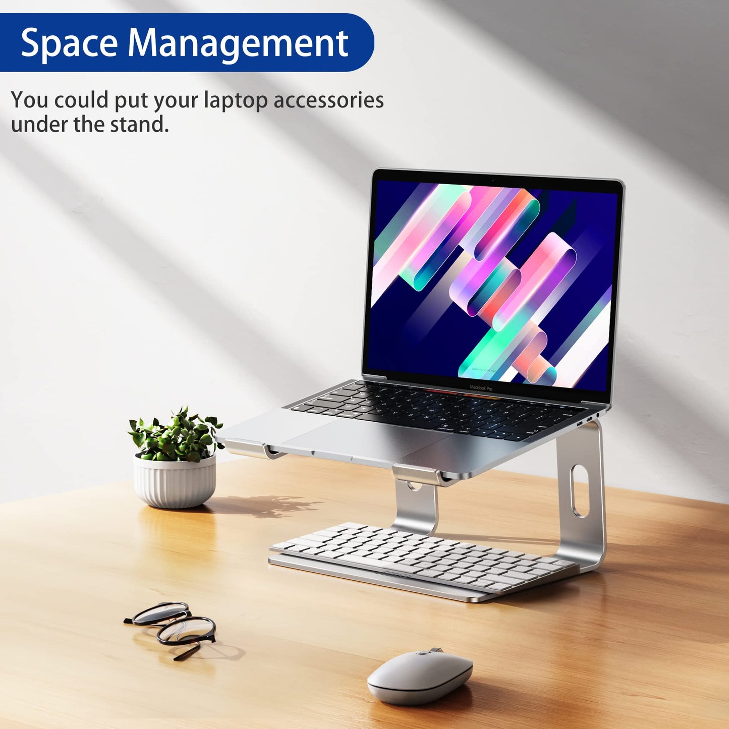 BESIGN LS03 Aluminum Laptop Stand, Ergonomic Detachable Computer Stand, Notebook Riser Compatible with Air, Pro, Dell, HP, Lenovo More 10-15.6" Laptops, Silver