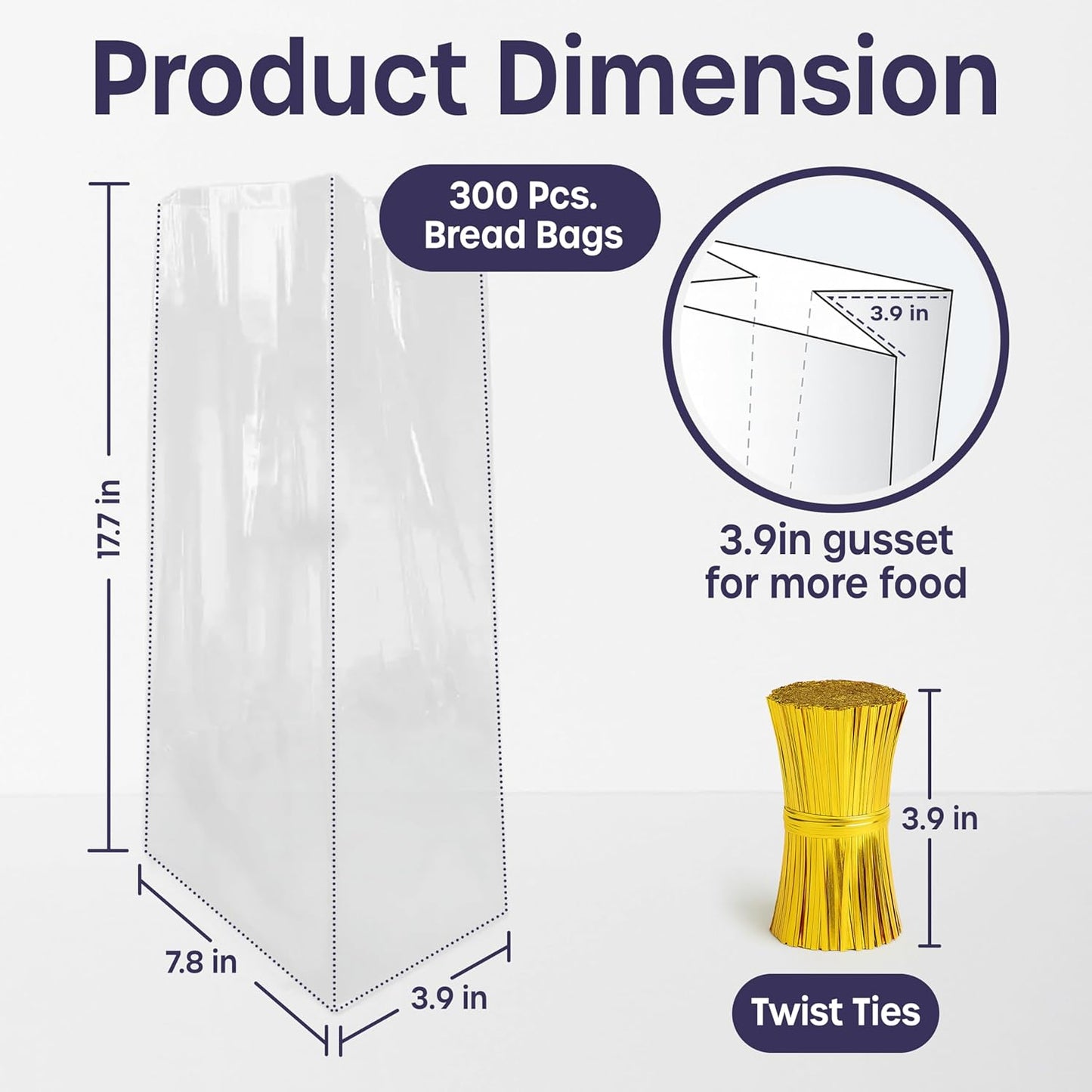 volila 300 Pack Reusable Plastic Bread Bags - Clear Loaf Bags for Homemade Bread - Perfect for Baked Goods Storage