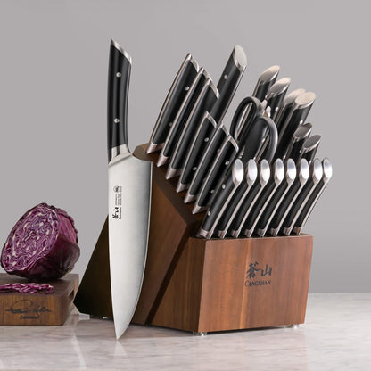 Cangshan HELENA Series German Steel Forged Knife Block Set (23-Piece, Black)