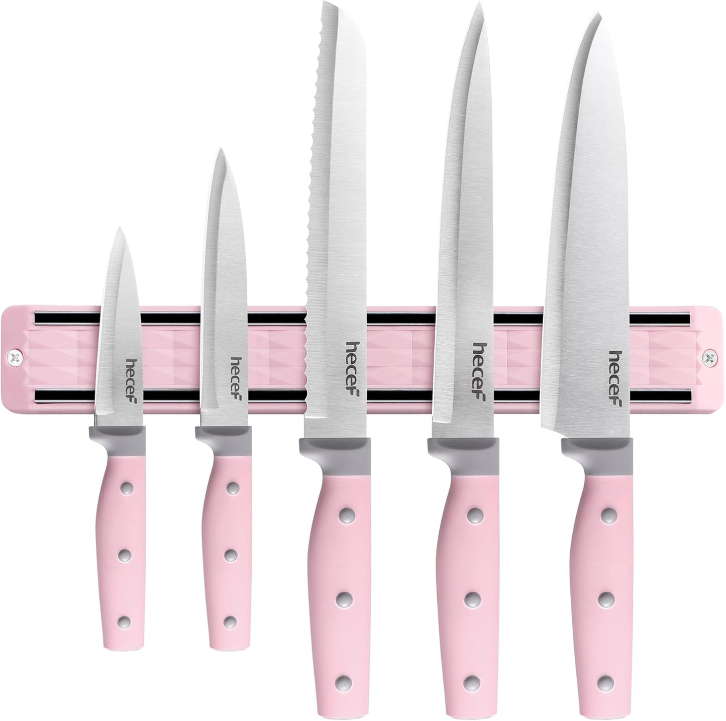 hecef Kitchen Knife Set with Magnetic Strip, 6 pcs Professional Knives Set for Kitchen, 13-inch Magnetic Strip