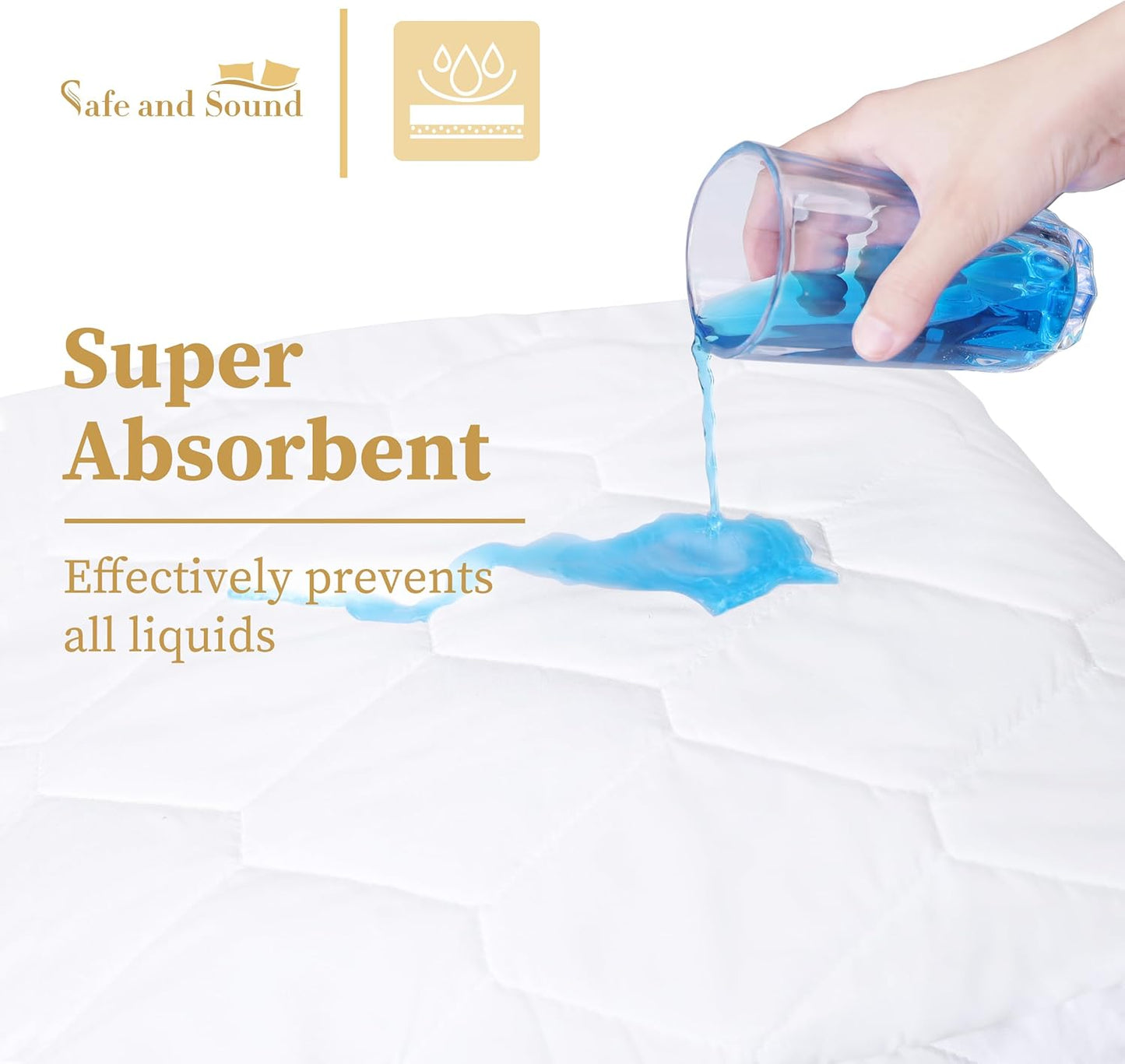8-21 Inches Cal King Quilted Fitted Waterproof Mattress Pad, Breathable Premium Soft Filling Mattress Protector, Deep