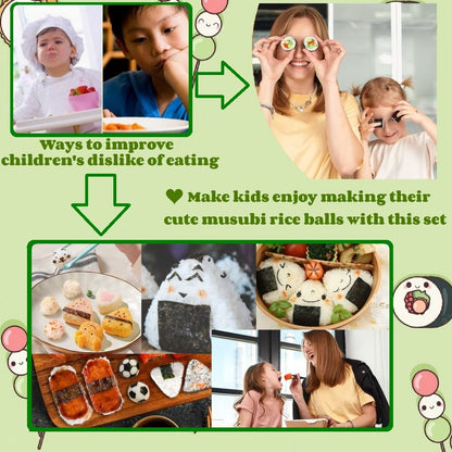 Gpurplebud Onigiri Mold Set - 13pcs Spam Musubi Maker Press Rice Ball Mold Sushi Rolling Mat Sushi Making Kit for Lunch Bento and Home DIY