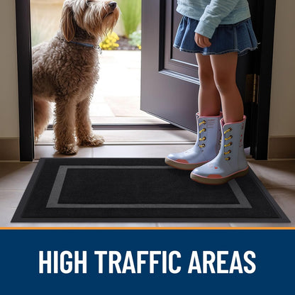 OLANLY Waterproof Front Door Mat - All-Season, Fade Resistant, Easy Clean, 47x32 Inches, Black