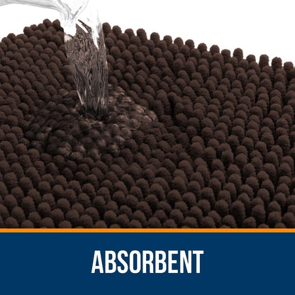 OLANLY Bathroom Rugs - Extra Soft Chenille Bath Mats | Quick Dry, Machine Washable, 35x24, Brown