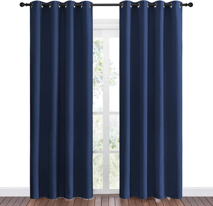NICETOWN Navy Blackout Curtains - Thermal Insulated Room Darkening Drapes | 55" W x 86" L, Set of 2