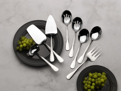 Mikasa Gourmet Basics Kaylee 8-Piece Serving Set, 18/10 Stainless Steel, Soup Ladle, Lasagna Server, Cake Server, Tablespoons, Cold Meat Fork, Dishwasher Safe