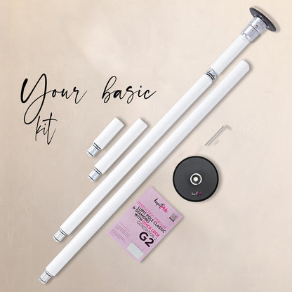 LUPIT POLE Classic G2 Quick Lock - Portable Dance Pole for Home - Spinning & Static Mode - Professional Pole Dancing Pole for Apartment, Club & More - Easy Installation - No Drilling (White, 45 mm)