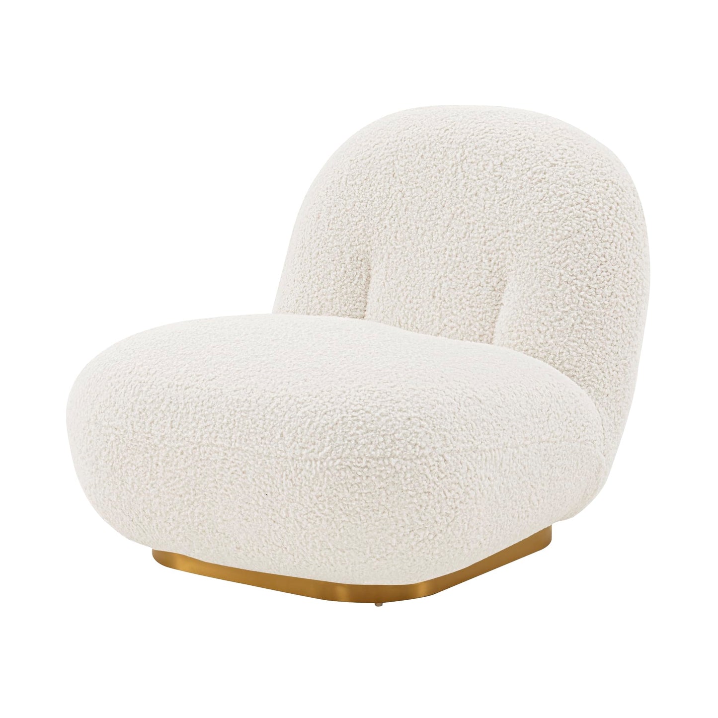 Manhattan Comfort Edina Modern Accent Chair in Luxurious Boucle Upholstery with High Density Foam Padding & Wood Frame with Gold Metal Base, Living Room Seating, White