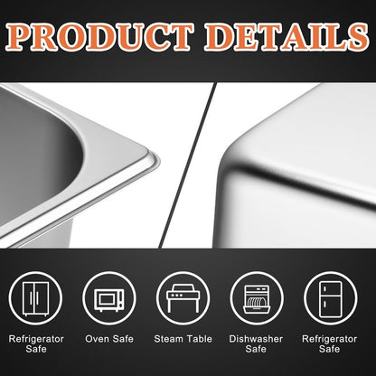 Tioncy 2 Pack Full Size Hotel Pans with Perforated Steam Pan, Stainless Steel Steam Table Pan Multifunctional Food Chafing Supplies for Restaurant Kitchen(Full Size, 2.5 Inches, 4 Inches)