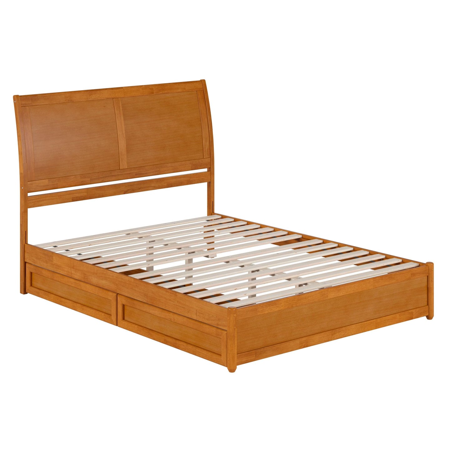 AFI, Andorra Queen Platform Bed with Panel Footboard & Storage Drawers, Light Toffee