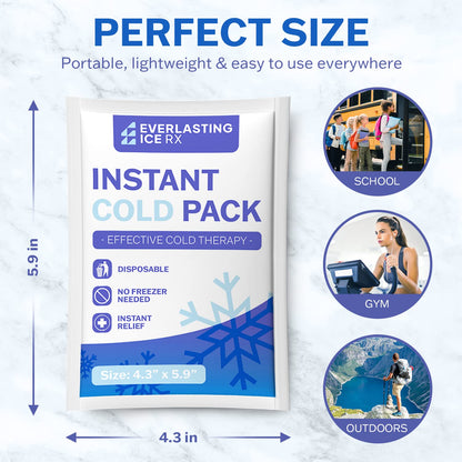 100 Pack - Instant Cold Packs - Instant Ice Packs for Injuries | Disposable Cold Compress Ice Pack for Pain Relief, Swelling, Inflammation, Sprains, Toothache - Cold Pack for Athletes