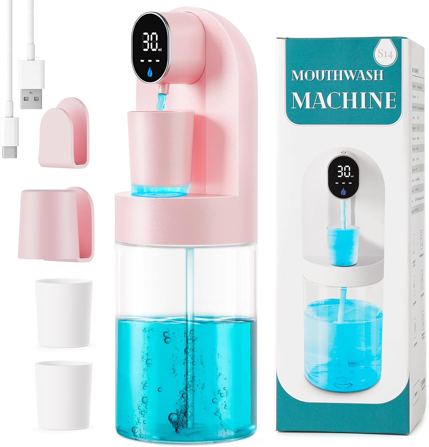 21.12 oz Set 4 4 Automatic Mouthwash Dispenser for Bathroom, Touchless Smart Mouth Wash Dispensers Bathroom Accessories