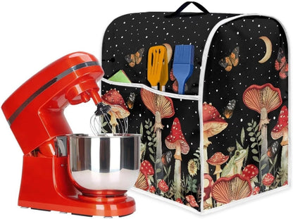 Moon Mushroom Butterfly Stand Mixer Dust-proof Cover, Organizer Bag with Multi Pockets for Kitchen Accessories