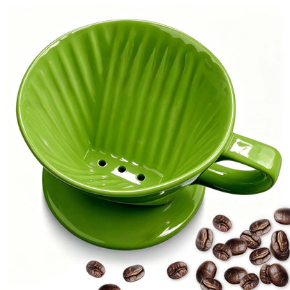 NBYHZLS Handmade Pour over Ceramic Coffee Dripper - Authentic Brewing Experience for Camping, Office, and Home (Dark Green)