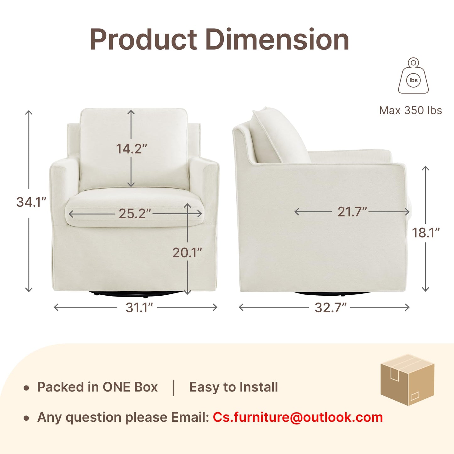 KISLOT Swivel Accent Chair Rocking Recliner 360 Degree Swivel Armchair Machine-Washable Cover for Nursery Living Room Bedroom