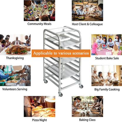 Zocgioe 10/20Tier Bun Pan Rack, Commercial Bakery Racks with Brake Wheels, Bread Baking Speed Rack for Cooling, Kitchen Tiered Rolling Cart, for Kitchen, Restaurant, Cafeteria, Pizzeria,10Tier