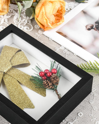 2 Pack 5x7 Small Shadow Box Frame with Plexiglass, Wood Frame Display Case Box for Memorabilia, Dried Flowers, Medal, Crafts, Tickets and Photos (Black, 5x7)