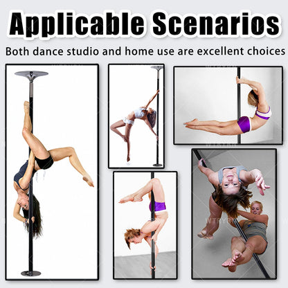 WTRYRN Removable Static & Spinning Dance Pole, Dancing Pole, No Drill Installation, Space-Saving, Durable Steel for Home Gym, Studio, Bedroom Pink