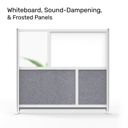 Workflow Modular Wall | Room Divider with Whiteboard, Sound Dampening, & Frosted Acrylic Panels | Expandable Office Partition for Privacy & Stability (53" x 48")