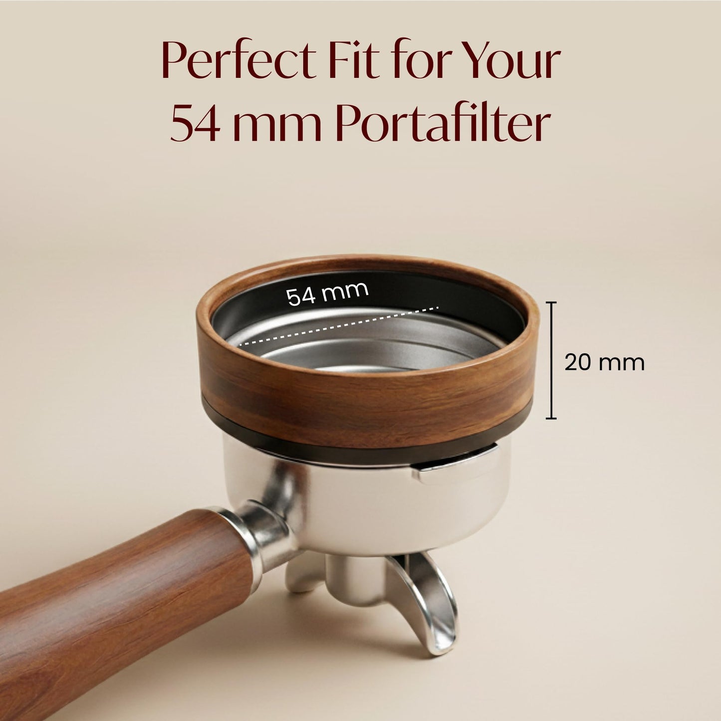 54mm Espresso Dosing Funnel – Magnetic Coffee Dosing Ring Compatible with 54mm Portafilter – Compatible with Breville and DeLonghi Portafilters – Aluminum Alloy & Real Walnut Design – Black & Walnut